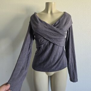 Gray Wrap Long Sleeve Top